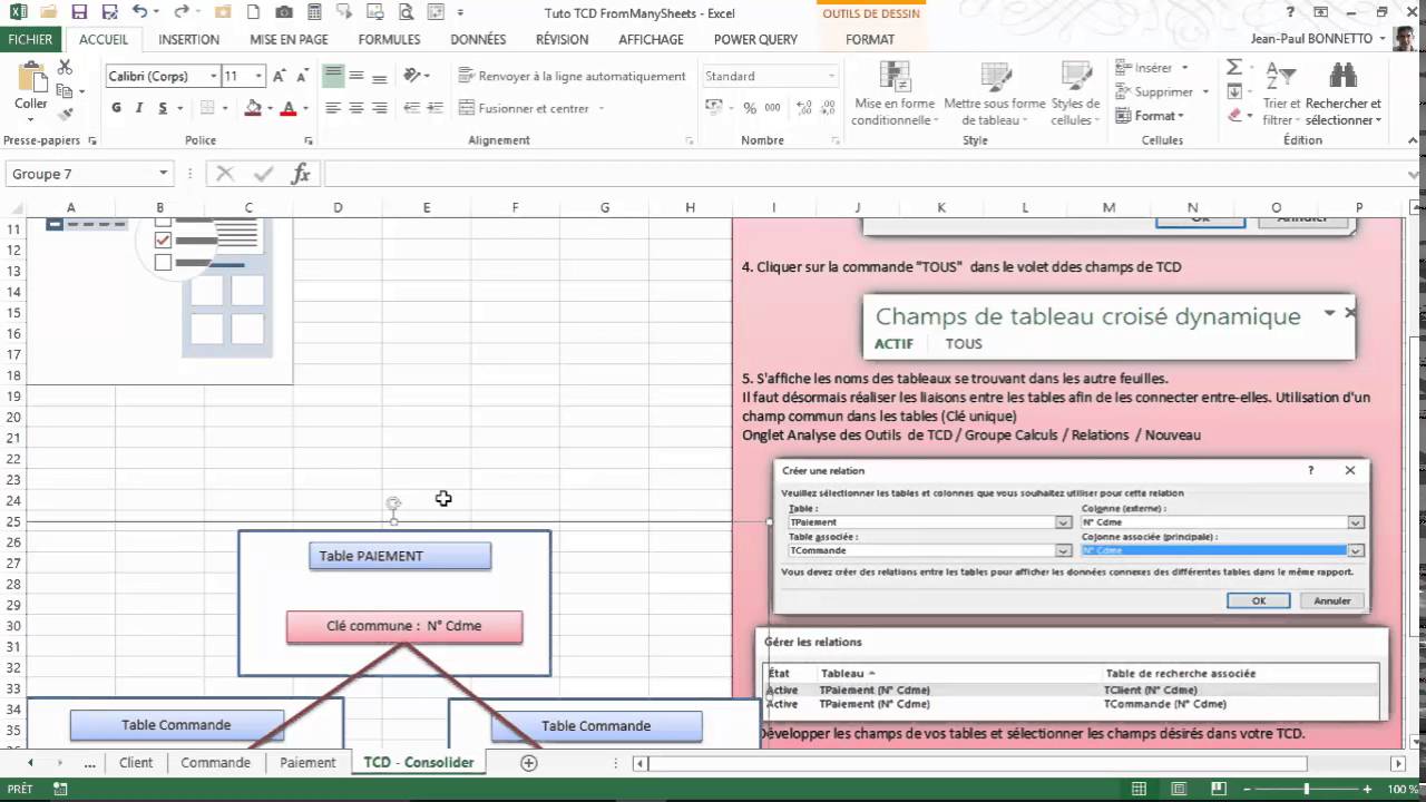Excel  - Réaliser un TCD à partir de plusieurs tables liées