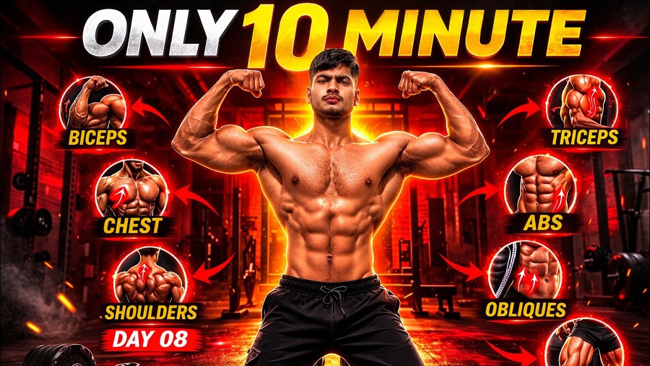 10 Minute Daily Workout Challenge | Day 08 🔥 Full Body Home Workout #fitness #gymroutine 
