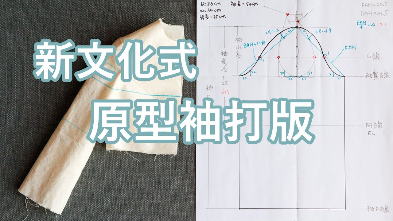 【阿坎帶你玩版型】新文化式原型袖子打版教學 | 該怎麼調整袖山高和縮縫量？ | 袖山高和袖夾角的關係？