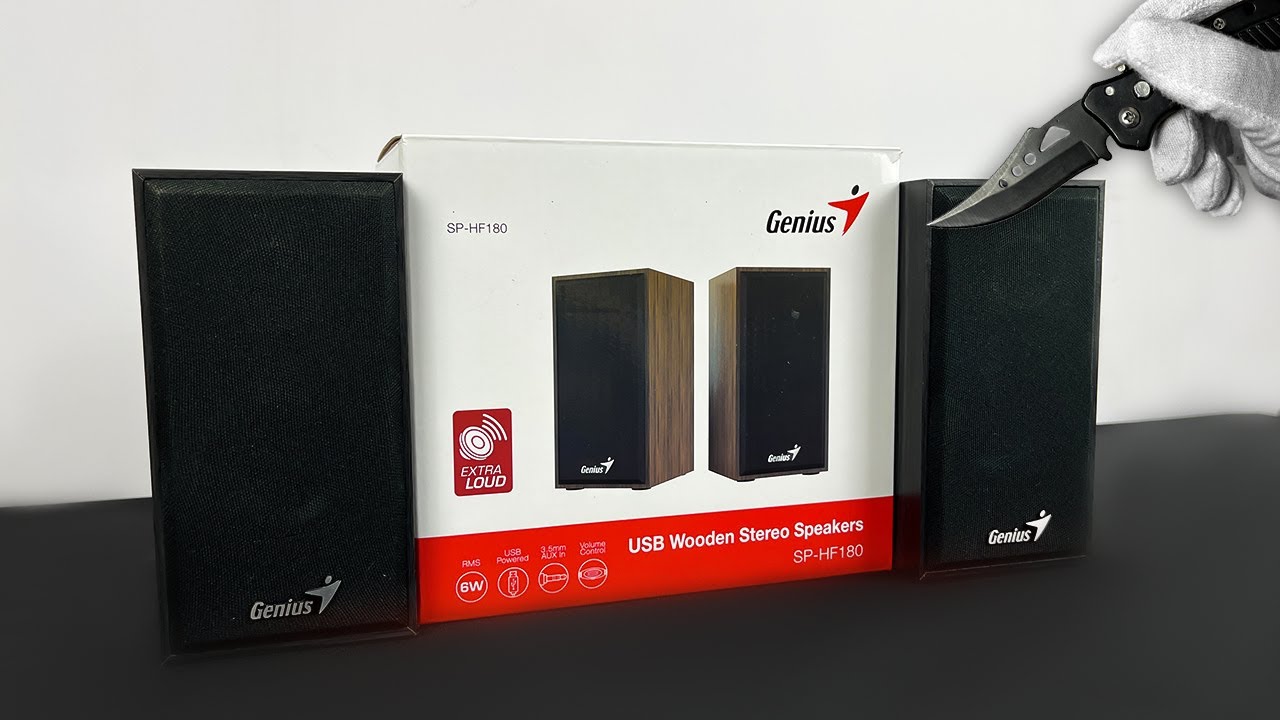 Acoustic system Genius SP HF180 USB Black Unboxing - ASMR
