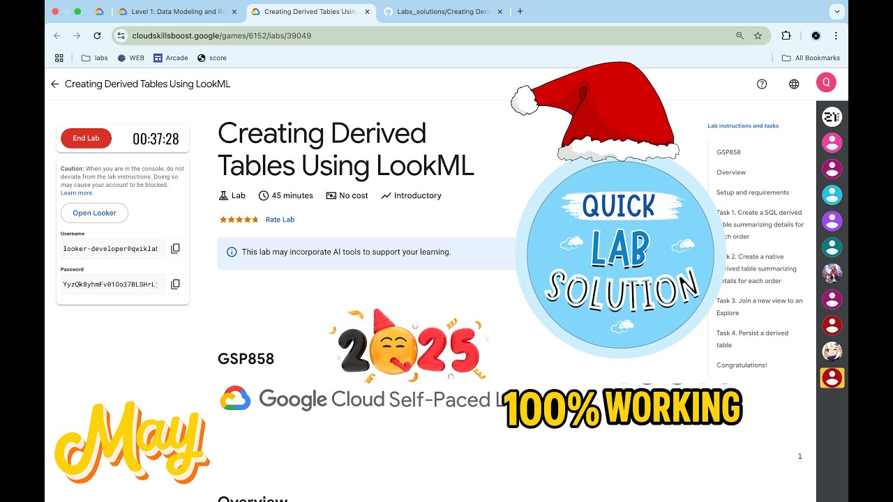[2025] Creating Derived Tables Using LookML | #qwiklabs | #GSP858 | [With Explanation🗣️]