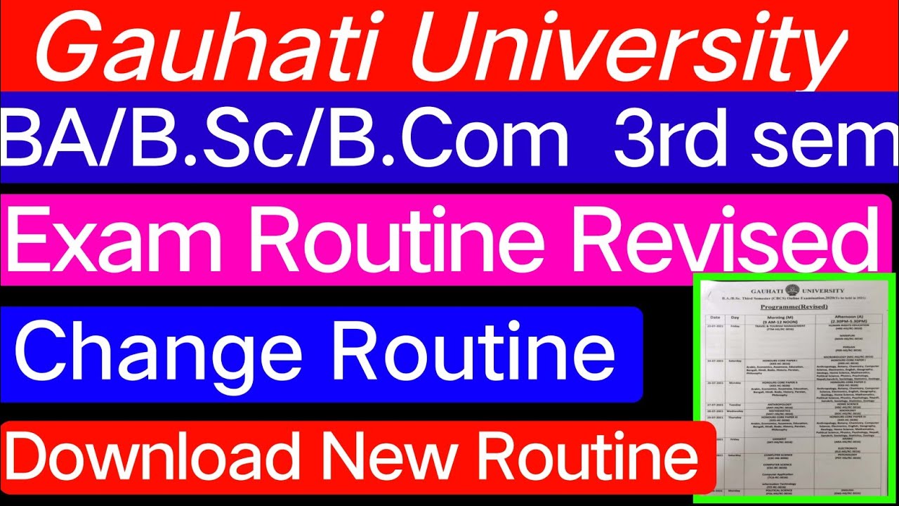 GU Online Exam Routine Revised // New Routine BA/B.Sc/B.Com cbcs TDC 3rd sem // Revised Routine GU