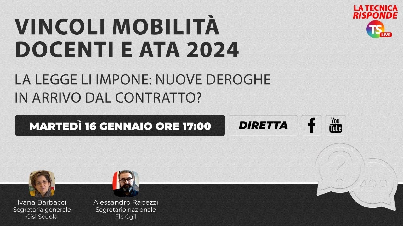 Vincoli mobilità docenti e Ata 2024, la legge li impone: nuove deroghe in arrivo dal contratto?