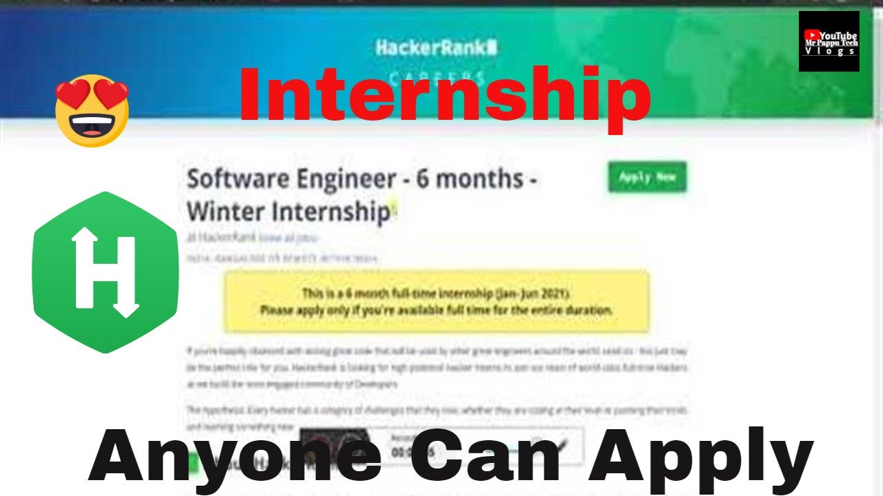 Hackerrank Software Engineer - 6 months - Winter Internship | BE/B.TECH/BCA | Internship 2019-2023