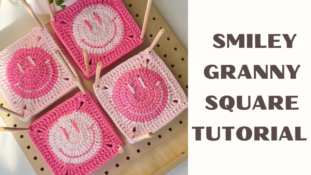 Crochet Smiley Face Granny Square Tutorial | Yarn Under
