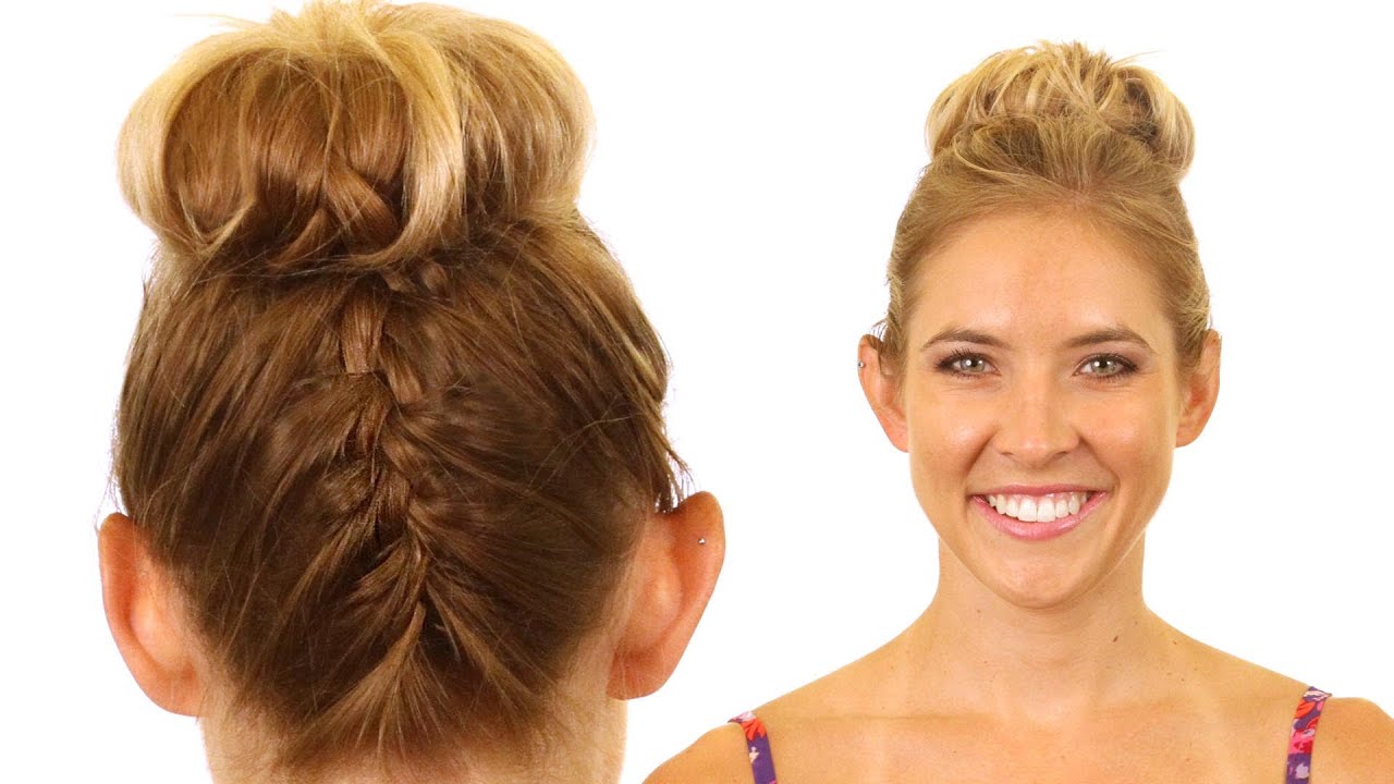 Rolfs Salon Top Knot Style : Upside-Down French Braid into a Sock Bun