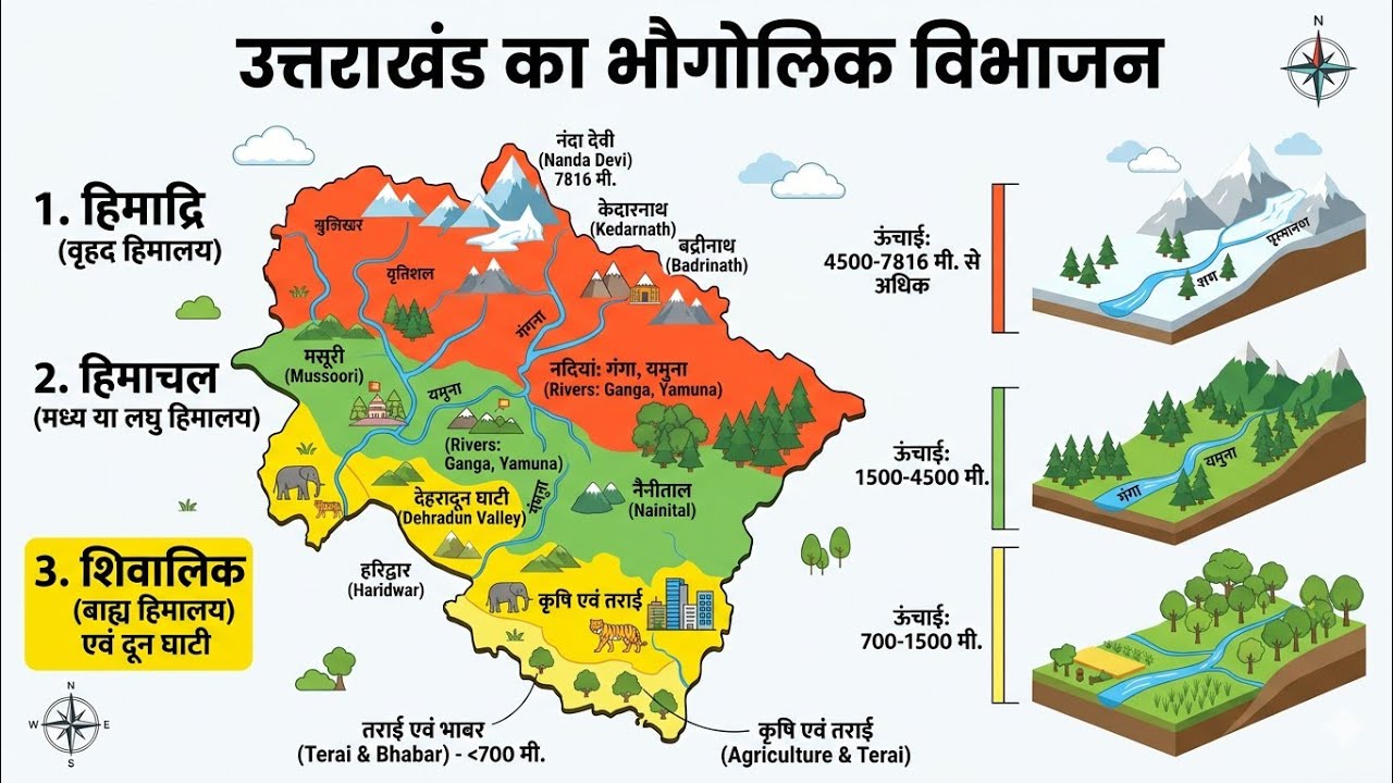 उत्तराखंड का भौगोलिक विभाजन 