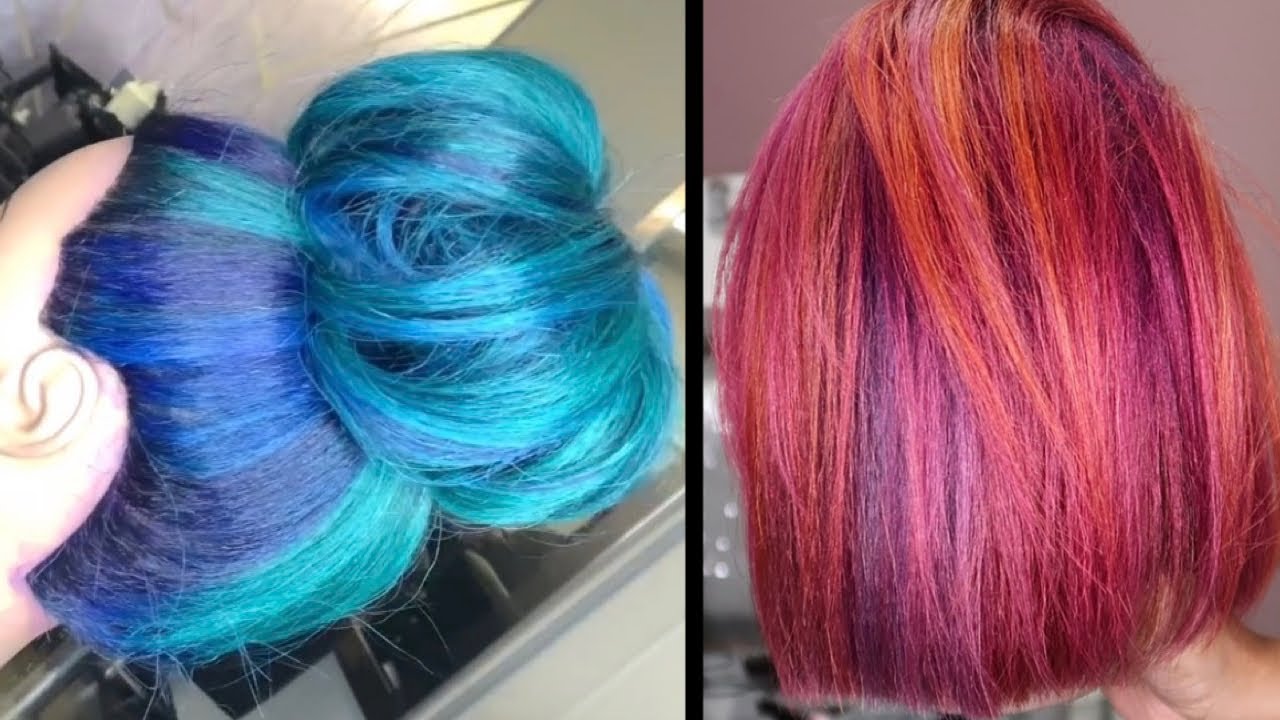 Blue and Teal to Sunset Hair Color | Hair Color Transformation | Cassandra Olivia