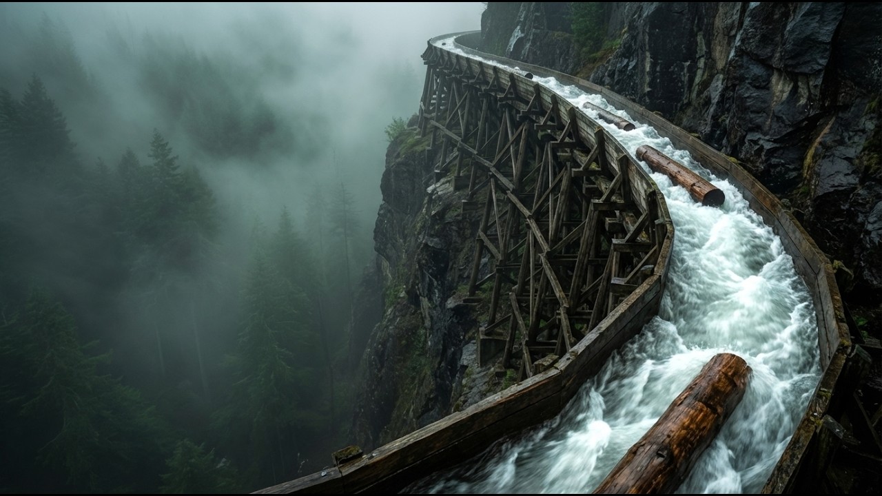 How Wooden Flumes Carried Logs Faster Than Trains in the 1890s