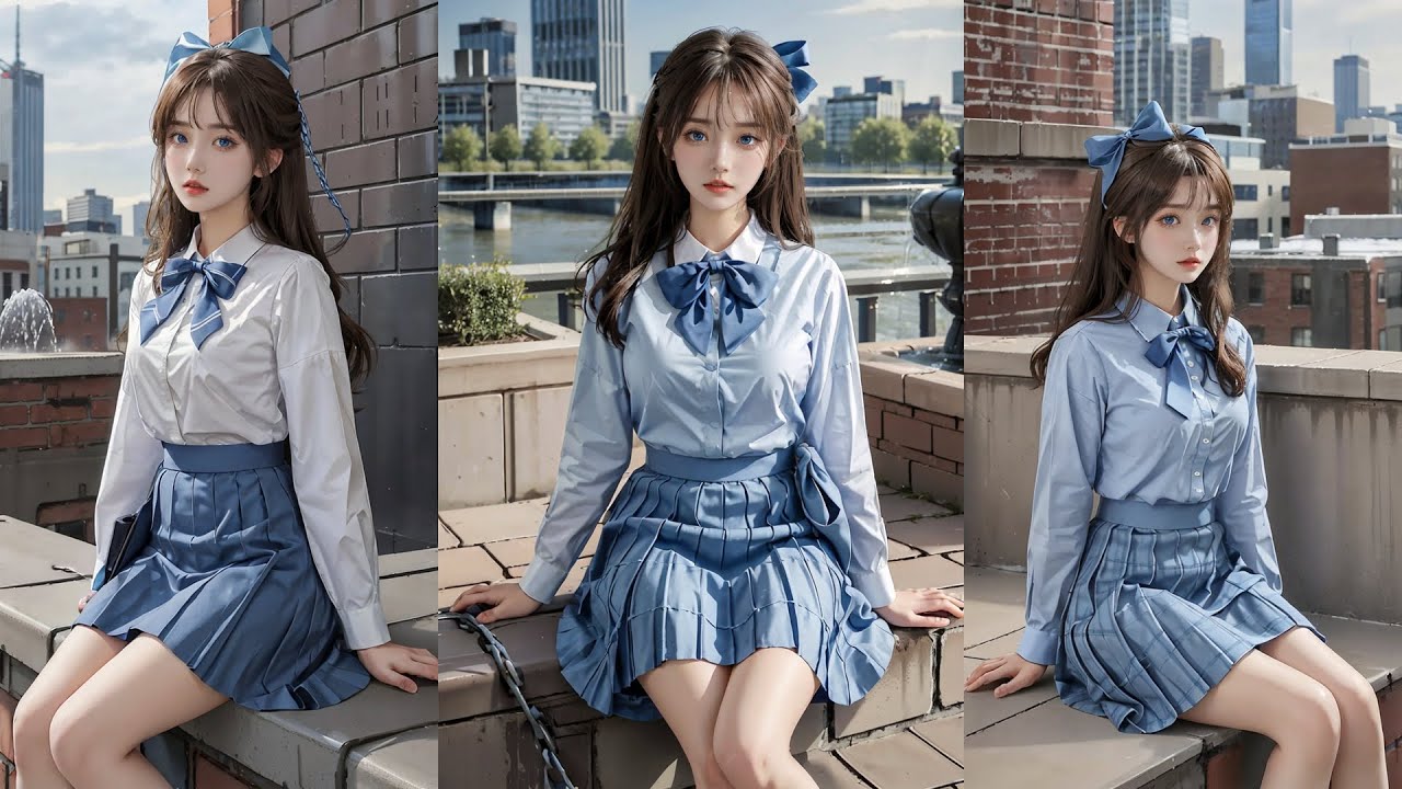 [AILOVER] It is a clear sky blue school uniform.