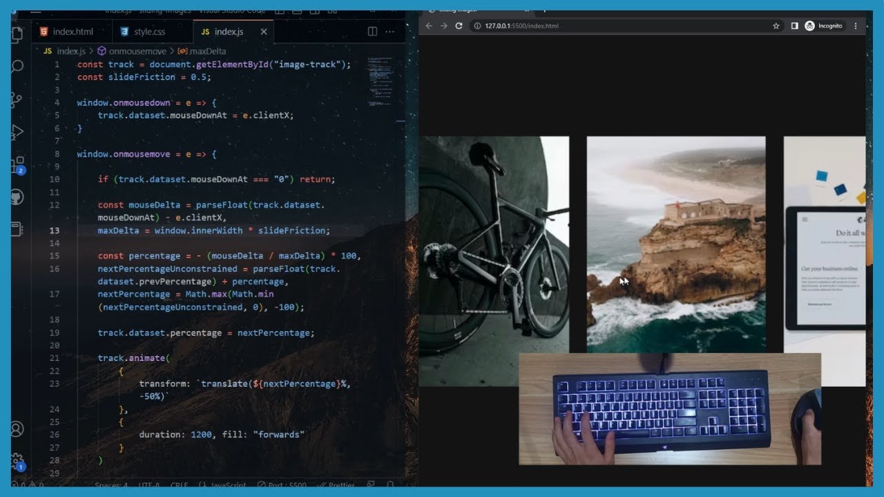 ASMR Programming - Sliding image animation using HTML, CSS, and JS - No Talking