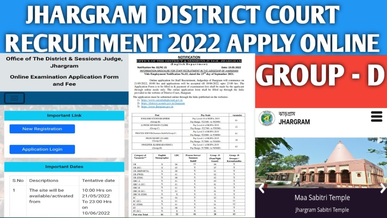 Jhargram District Court Group-D  Recruitment 2022 || Office of the District & session Judge