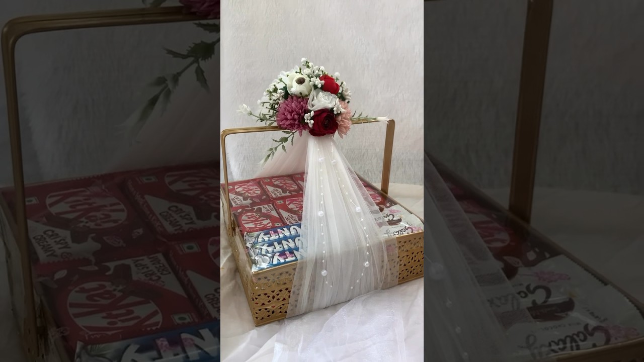 chocolate hamper making tutorial #engagementhamper #chocolatehamper #kitkat #shorts #viralvideo