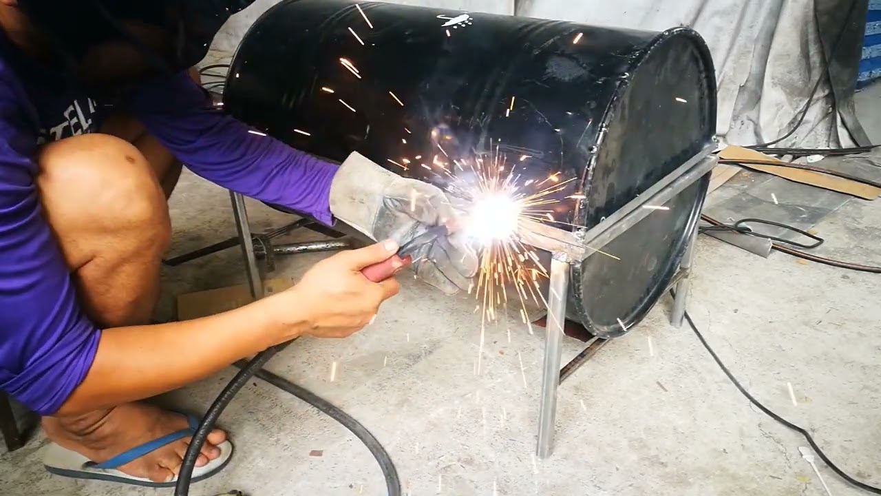 Diy เตาย่างอบถัง 100 ลิตร