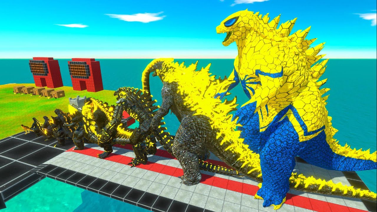 EVOLUTION of Yellow Spider Godzilla 2014 Size Comparison VS Team Orga + Kong + Gigan Kaiju