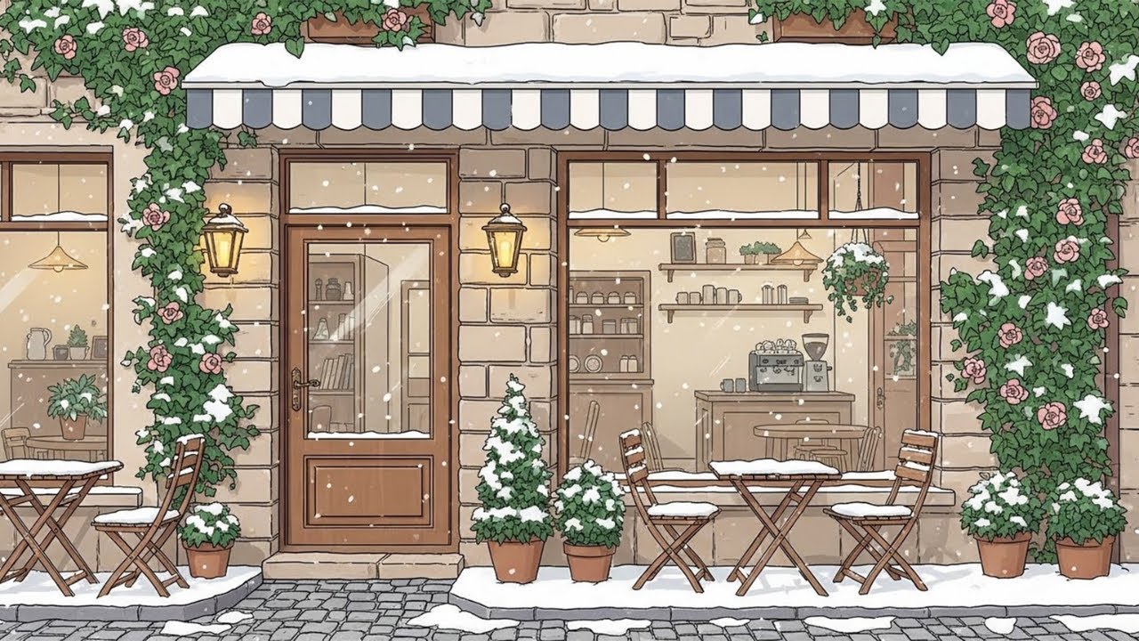 Peaceful Winter Café Morning ☕❄️ | Calm Lofi Beats for Focus & Stress Relief