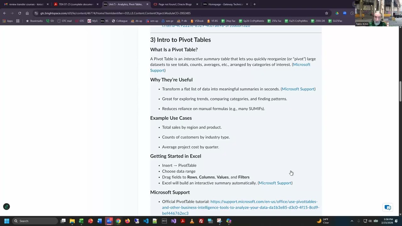 Data Analytics 1 - Unit 5 Lecture/Demo - Types of Analytics, Filtering, Pivot Tables - Spring 2026