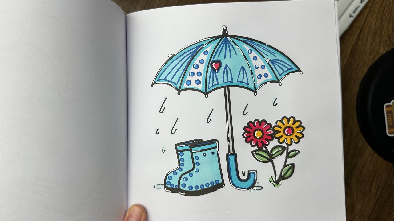 ASMR Relax | Cozy Rainy Day Illustration with Umbrella, Boots and Flowers