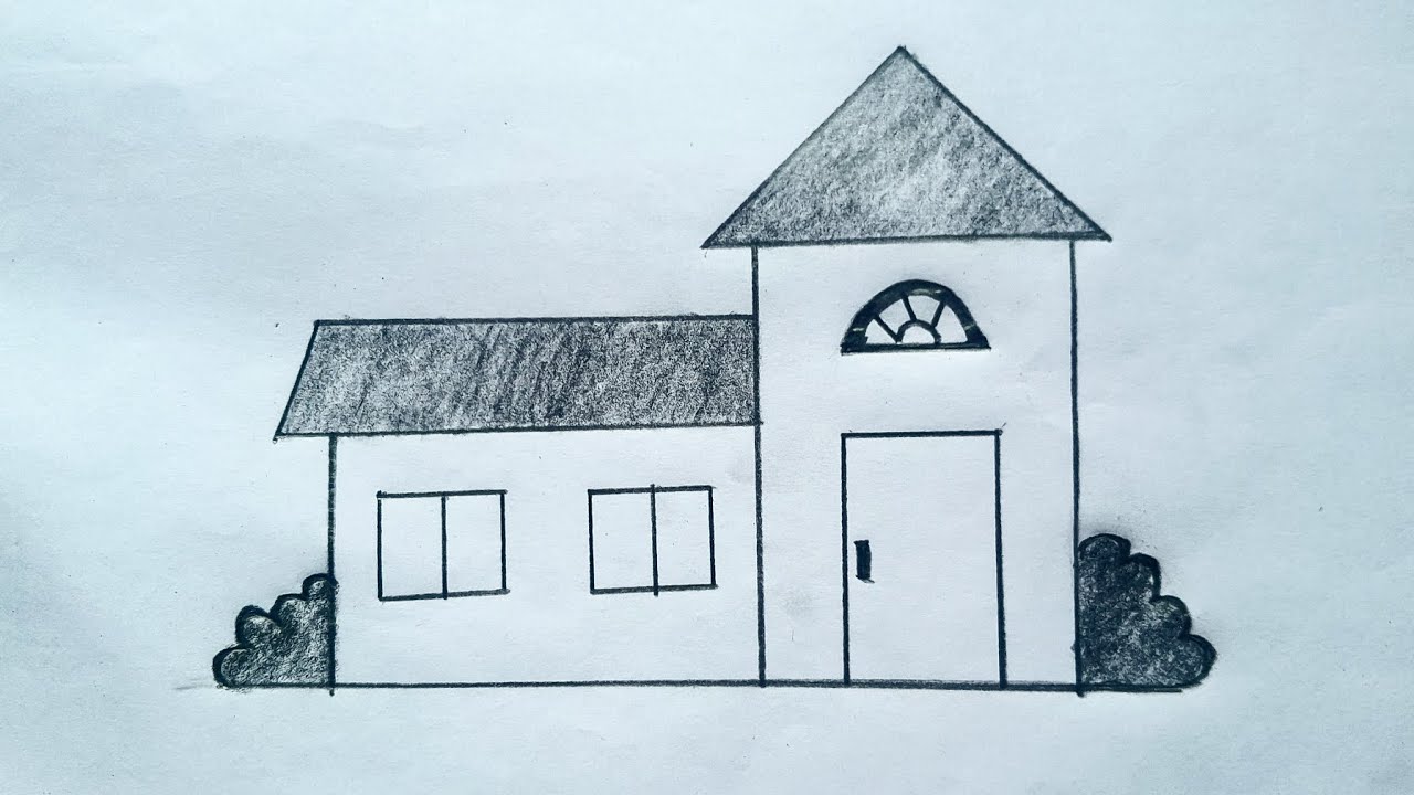 How To Draw a House || Easy Step by Step Drawing || Ghar Drawing || Pencil Drawing