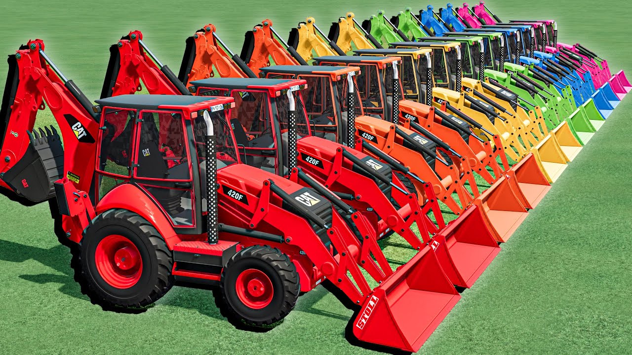 Transport with Colors - CAT Backhoe Loader SCAINA TRUCKS - Farming Simulator 22