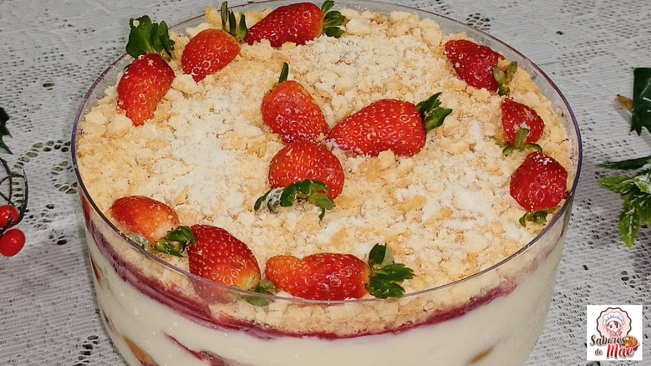 PAVÊ DE LEITE NINHO COM MORANGO/ RECEITA ESPECIAL PARA O NATAL