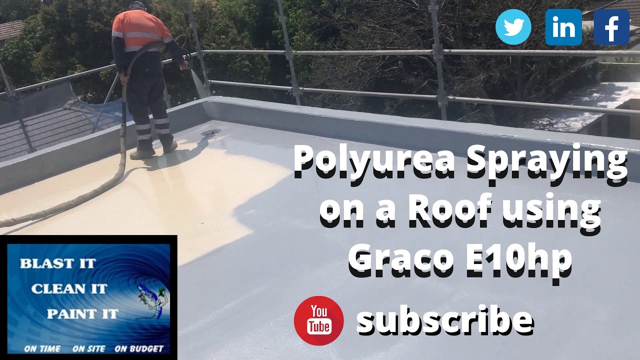 Polyurea Spraying Roof with Graco E10hp using LiquiMix Elaston W80