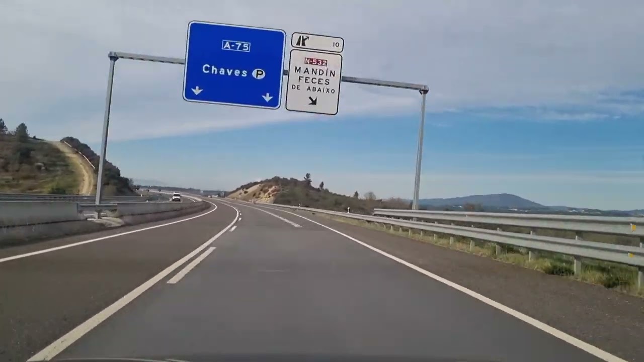 Chaves desde Xinzo de Limia por autovías A-52, A-75 y N103-5