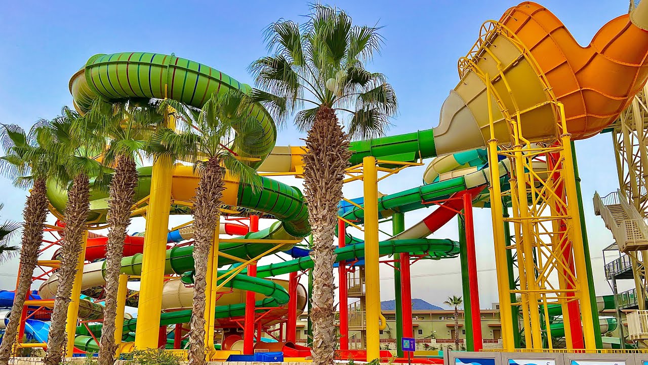 Waterslides at Stella Waterpark in Crete Greece (Stella Palace Resort)