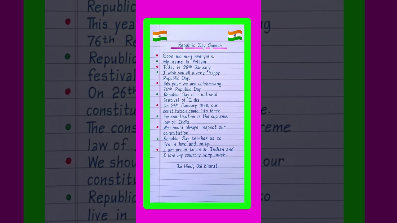 26 January Speech 2025 | Republic Day Speech in English 2025 | Speech On Republic Day in English