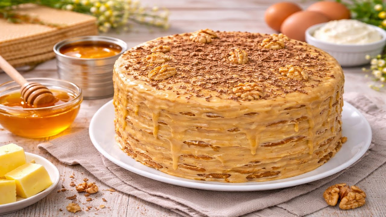 🍰 Быстрый МЕДОВИК на вафельных коржах | Простой торт без заморочек