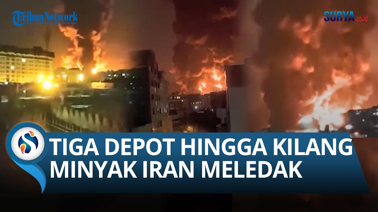 Rekaman Kebakaran Besar di Teheran Usai Serangan Rudal Israel ke Kilang dan Depot Minyak Iran!