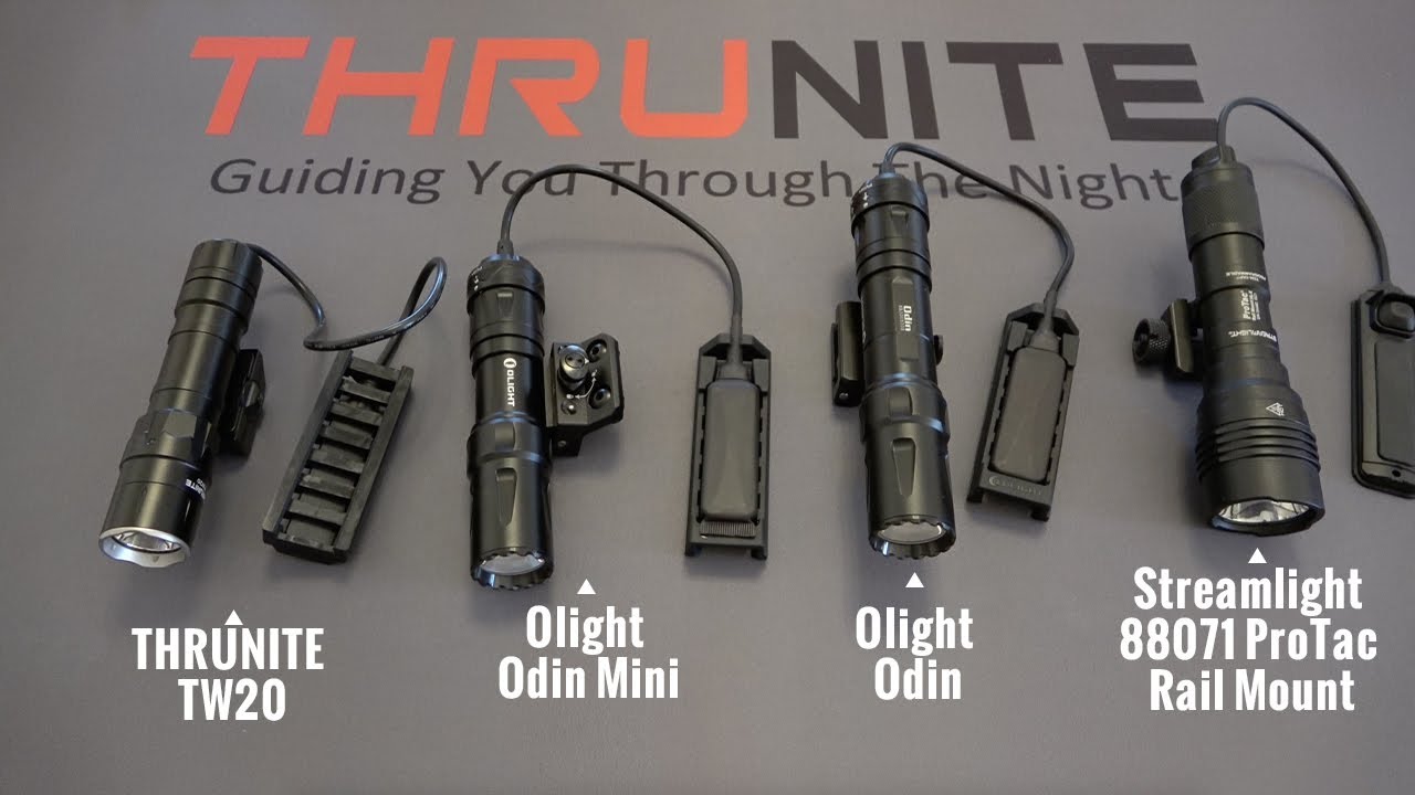The Best Rifle Light Comparison:THRUNITE TW20 vs Olight Odin Mini & Odin vs Streamlight 88071 HL-X