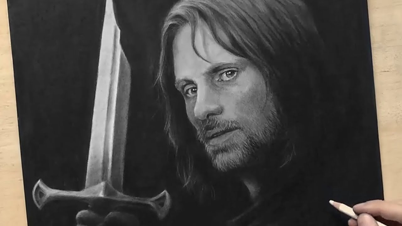 Charcoal Drawing of Aragorn - Narrated Video