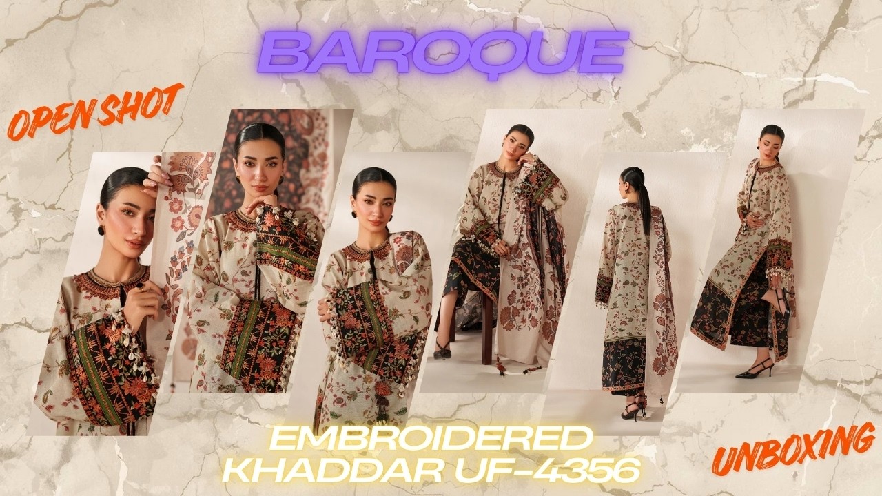 Baroque Embroidered Khaddar UF-4356 Full Look | Luxury Pakistani Winter Wear