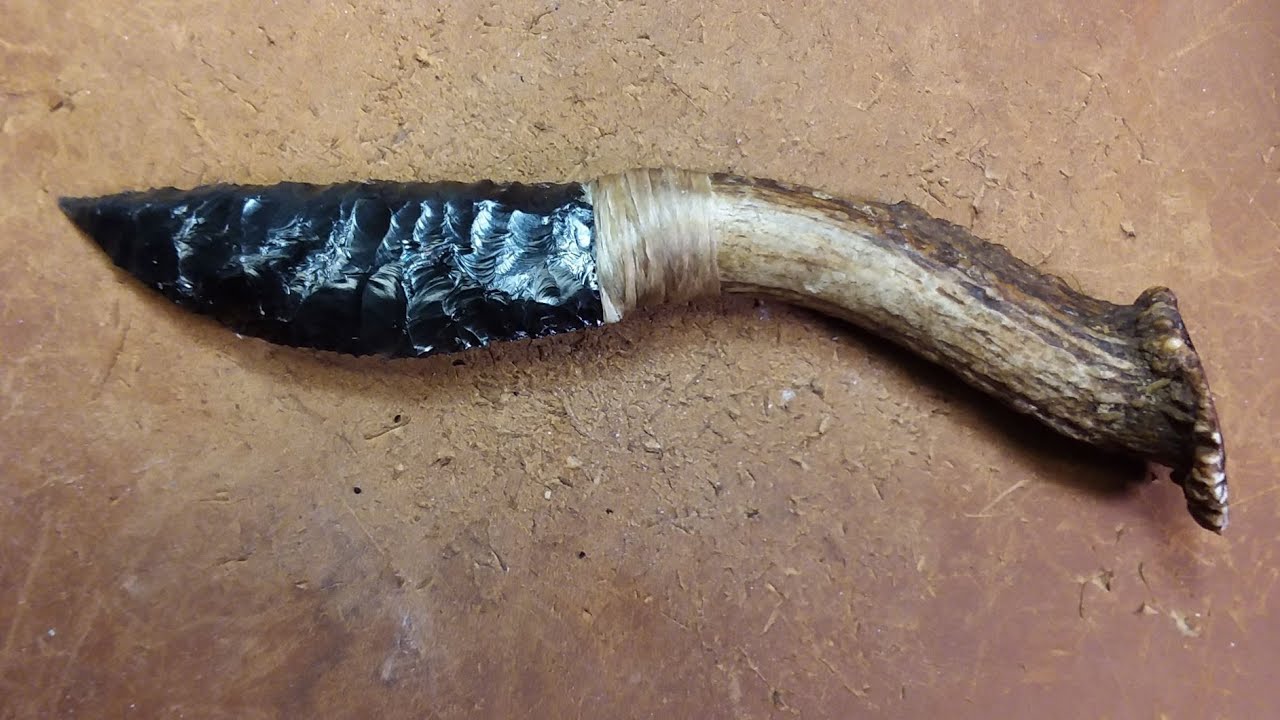 6-6-2020: Mounting a Rainbow Obsidian Knife Blade to an Antler Handle