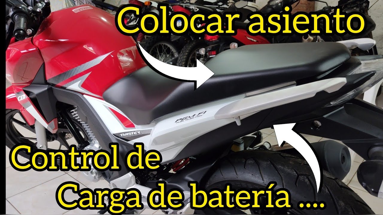 Control carga de batería, sacar y colocar asiento,  cachas Honda Twister CB 250