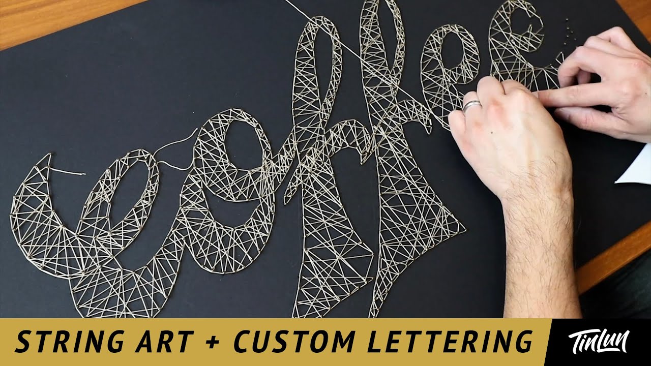Making String Art with Custom Lettering - Timelapse