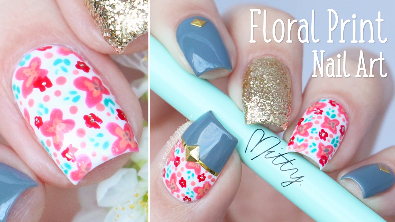 Floral Print Nail Art || using Mitty brushes