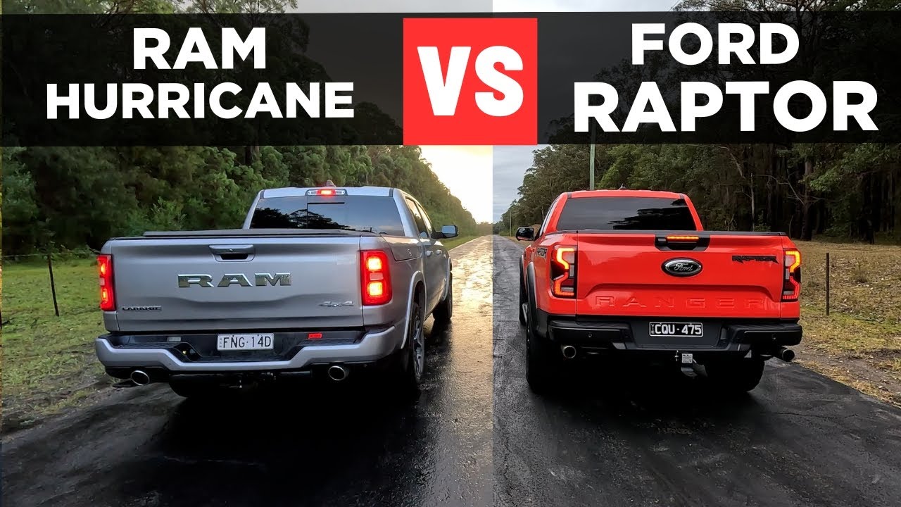 Drag Race: Ford Ranger Raptor 2025 против RAM 1500 Hurricane — разгон от 0 до 100 миль в час и ср...