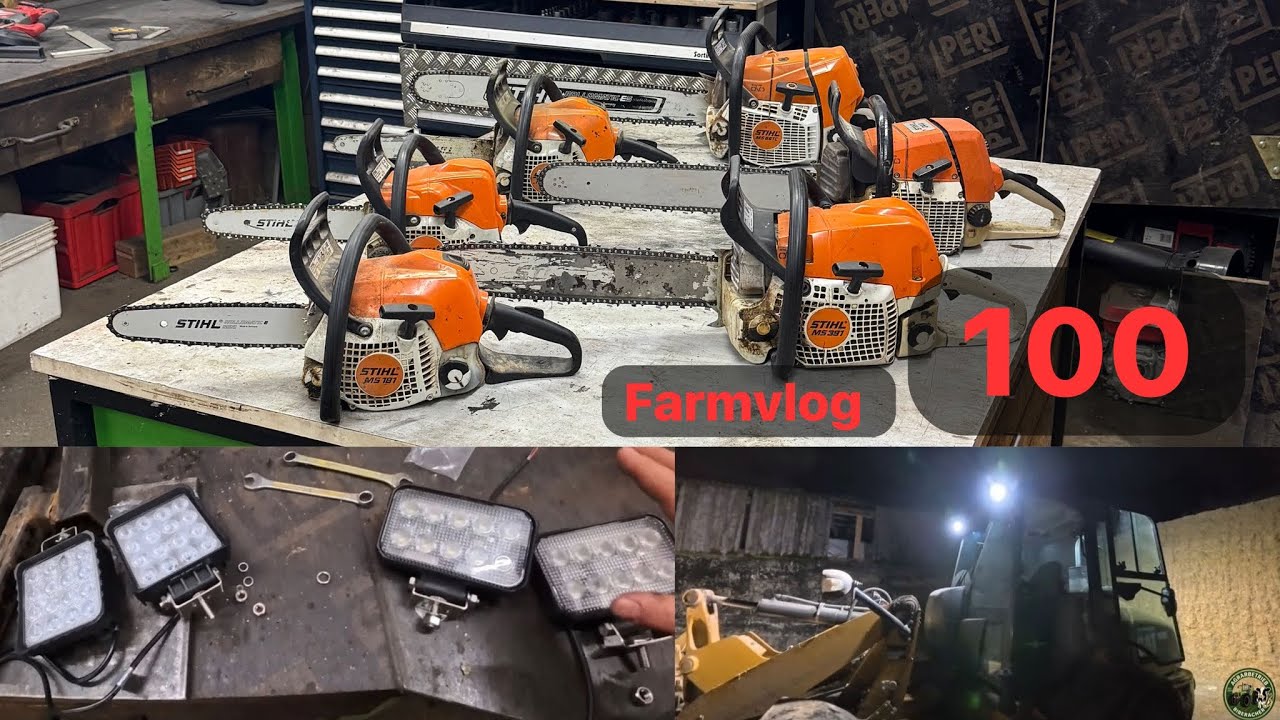 Farmvlog#100 Neue Abeitsscheinwerfer-CAT 908/ Unseres Motorsägen 