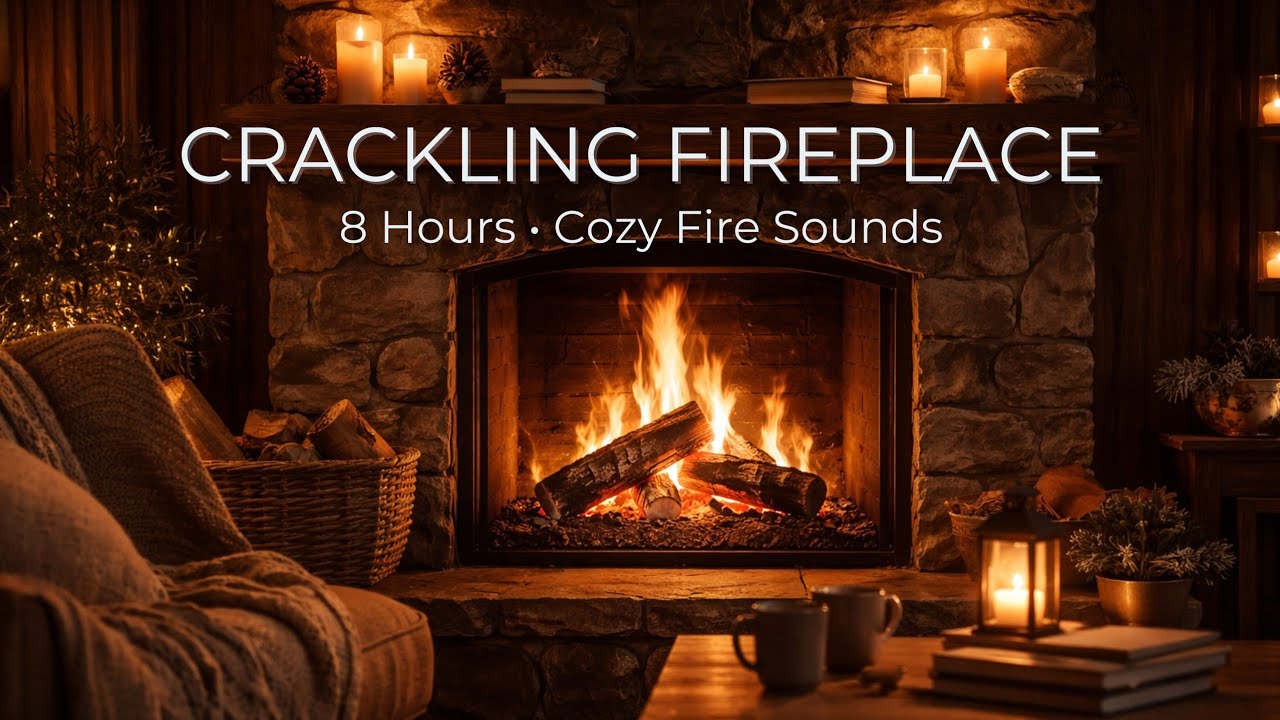 Crackling Fireplace Sounds 🔥 8 Hours of Cozy Fire for Sleep, Relax & Study