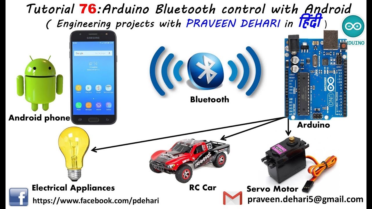 Arduino Bluetooth control with Android (Tutorial : 76 in हिंदी)