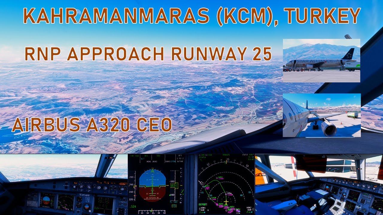 KAHRAMANMARAS (KCM), Turkey | Full approach and RNP landing runway 25 | Airbus A320 | Cockpit view
