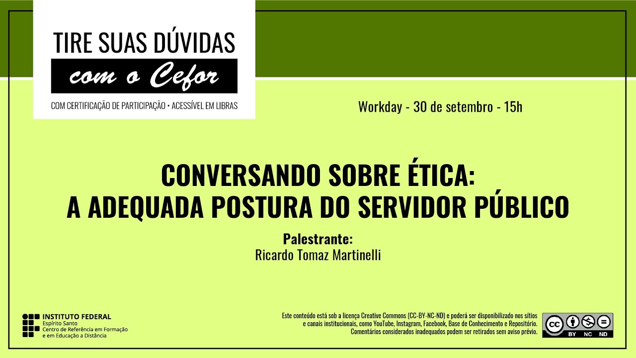30/09/21 - 15h = Conversando sobre Ética - Ricardo Tomaz Martinelli