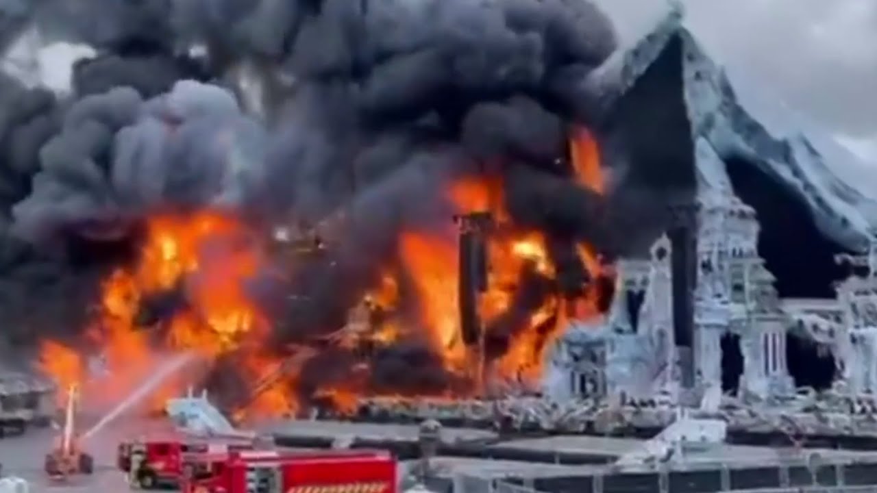 Tomorrowland&rsquo;s iconic festival stage engulfed in flames
