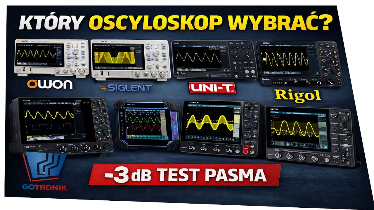 Test pasma oscyloskop&oacute;w pomiar -3dB Owon Siglent Uni-T Rigol Hantek MicSig