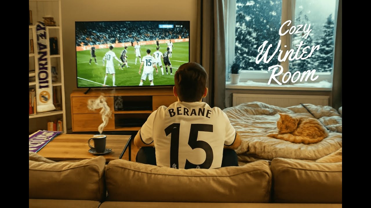 Cozy Winter Room Ambience ❄️ Snowfall Outside | 2 Hours | 4K | No Music