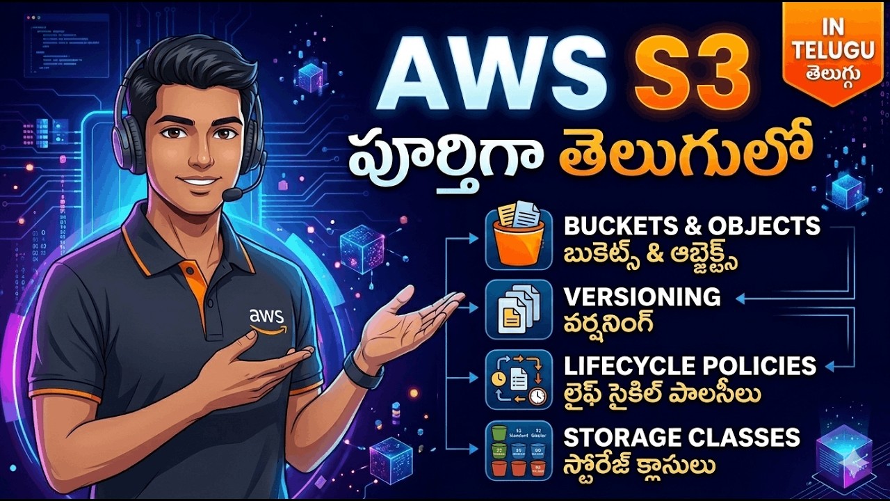 AWS S3 Full Deep Dive in Telugu | Buckets, Objects, Versioning, Lifecycle, Storage Classes Explained