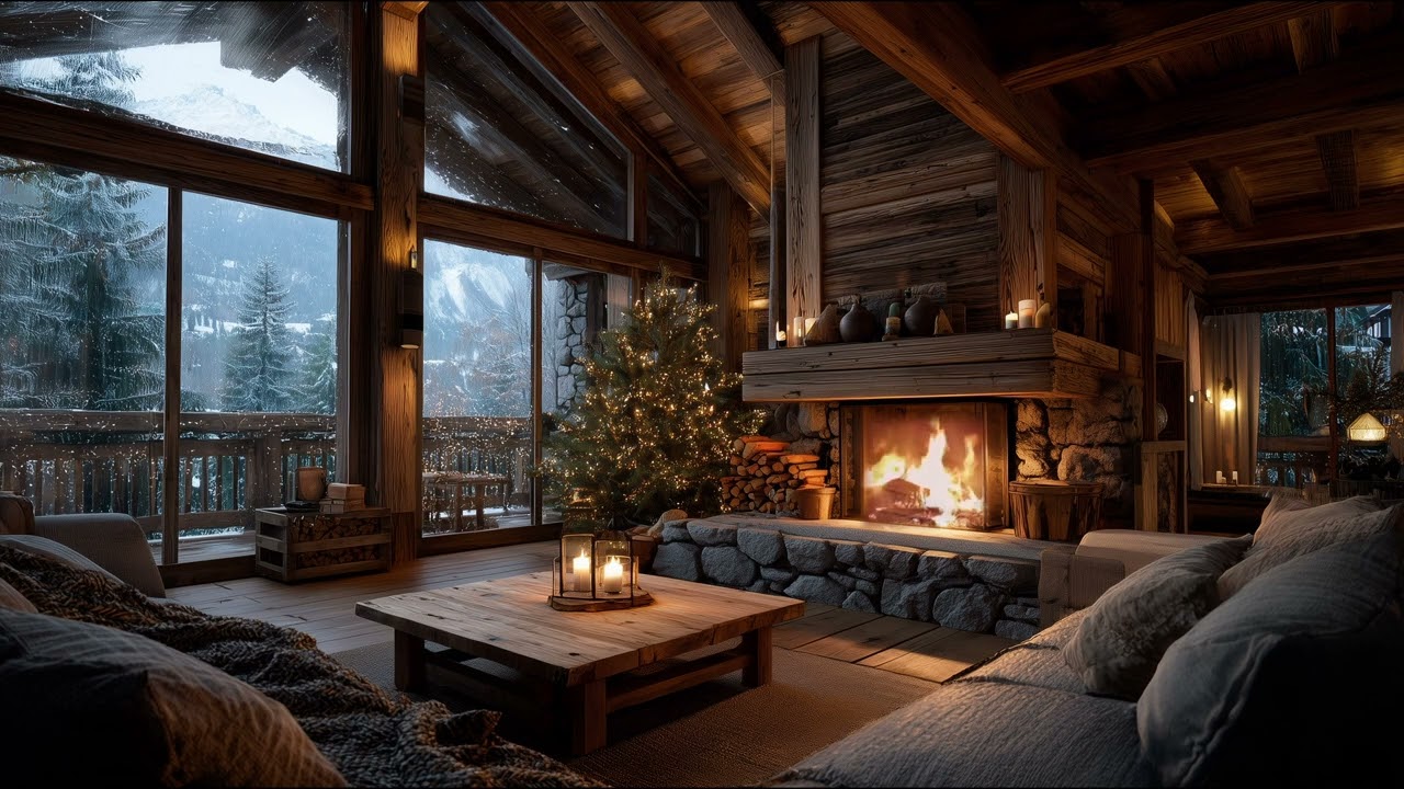 🔥 Cozy Christmas Fireplace Ambience | 6 Hours 🔥 – Crackling Fire & Snowy Cabin for Relax & Unwind
