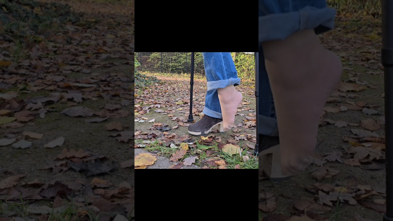Nature walk with my little injured nylonfoot on crutches 🌻🌱#nylon #crutches #feetshorts